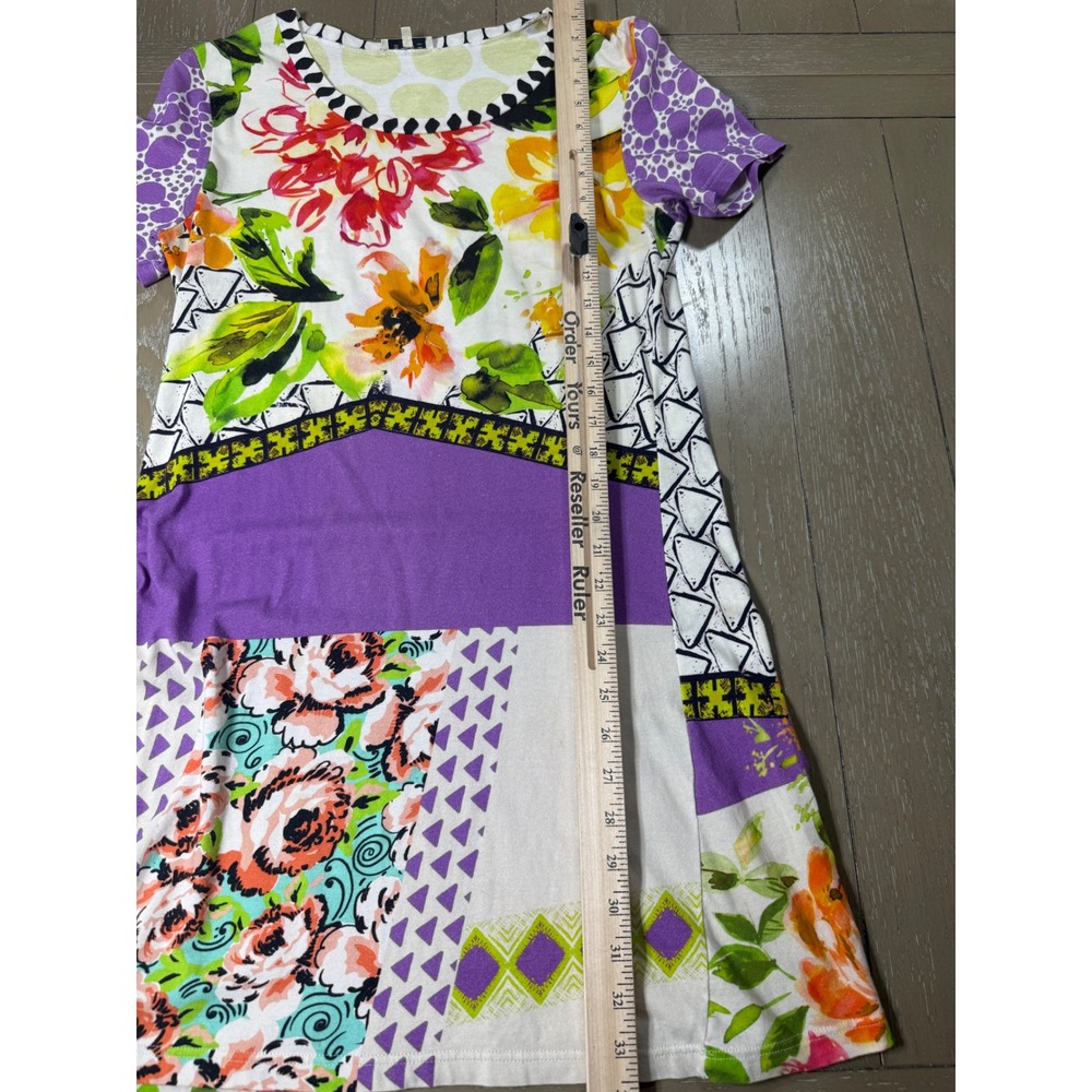 Etro Dress Women 46 Multicolor Mixed‎ Print Floral Geometric Short Sleeve Shift - Picture 8 of 10
